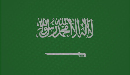 Saudi Arabia flag with waving grunge texture. Vector background.のイラスト素材
