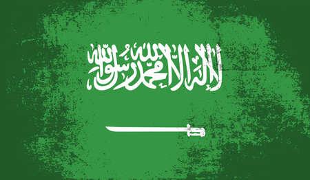 Saudi Arabia flag with waving grunge texture. Vector background.のイラスト素材