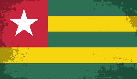 Togo flag with waving grunge texture. Vector background.のイラスト素材