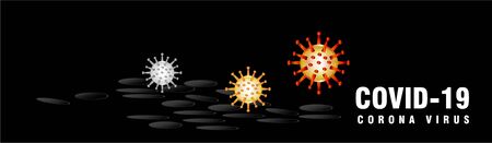 Corona Vector Poster Design, Multi colour corona isolated Black Backgroundのイラスト素材