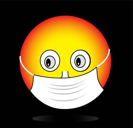 EMOJI wearing Surgical Mask. Worried Emotion vector fileのイラスト素材