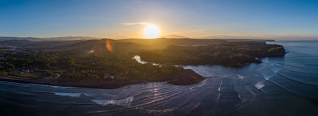 Beautiful sunset at ocean coast and rain jungle, Costa Ricaの写真素材