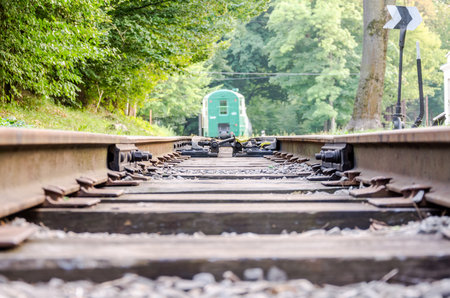 Fork rail on the children's railway in Striysky Park in Lvivのeditorial素材