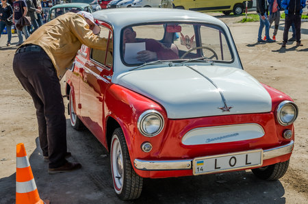 LVIV, UKRAINE - APRIL, 2016: Old fashion vintage retro car ZAZのeditorial素材