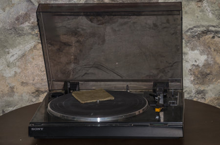 LVIV, UKRAINE - MAY 2017: Old vintage retro vinyl record playerのeditorial素材