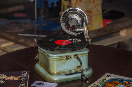 LVIV, UKRAINE - MAY 2017: Old vintage retro vinyl record playerのeditorial素材