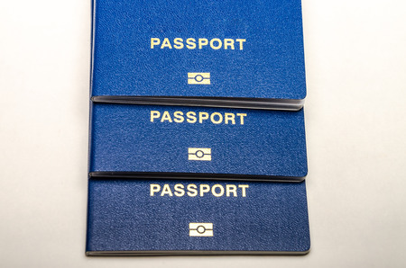 Biometric passport isolated on white backgroundの写真素材