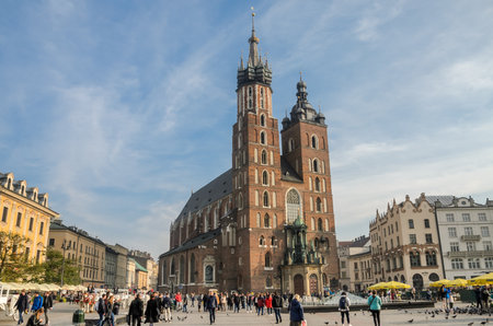 POLAND, KRAKOW - NOVEMBER 2018: Bazylika Mariacka in Polandのeditorial素材