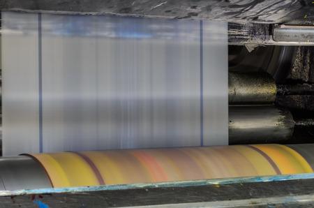 Machine with polyethylene for the production of plastic bagsの写真素材