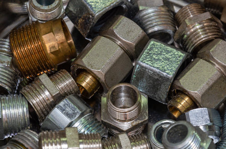 Threaded metal connections for pipesの写真素材
