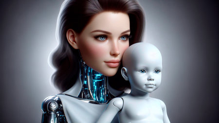 3d rendering of a female robot with a mannequin dollの素材