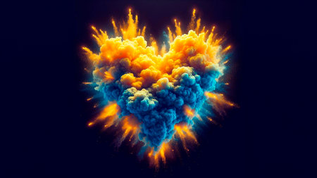 3d illustration of a big explosion in the form of a heart.の素材