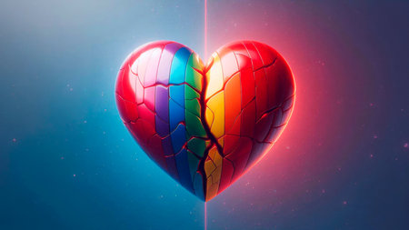 Rainbow heart balloon in the colors of the LGBT flag. 3D Renderの素材