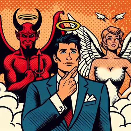 Devil and devil business man. Comic book style retro vector illustration.の素材