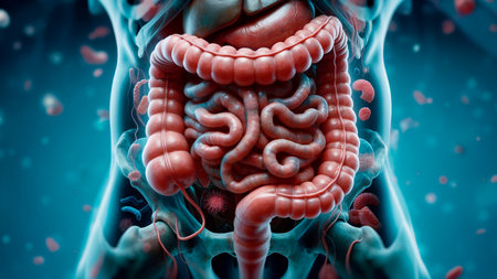 3d rendered medically accurate illustration of an obese womans large intestineの素材