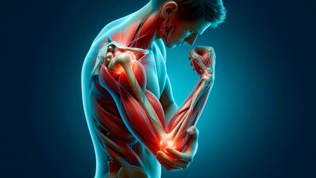 3D rendered Illustration of a male Feeling the pain in the elbowの素材