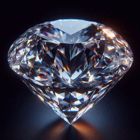 Beautiful diamond on a black background. 3D illustration. Close up.の素材