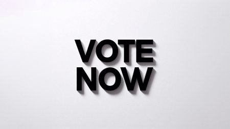 Vote now text on a white background. 3d render illustration.の素材