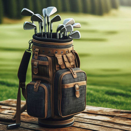 Golf Bag with Golf Club and Golf Club on the Background.の素材