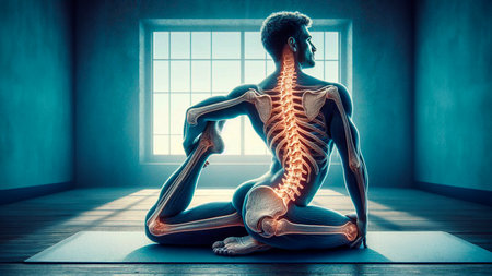 3d rendered illustration of a female sitting in a yoga pose.の素材