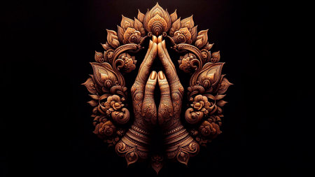 Hands of buddha in the form of a hamsaの素材