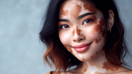 Beautiful Asian woman with vitiligo and vitiligo.の素材