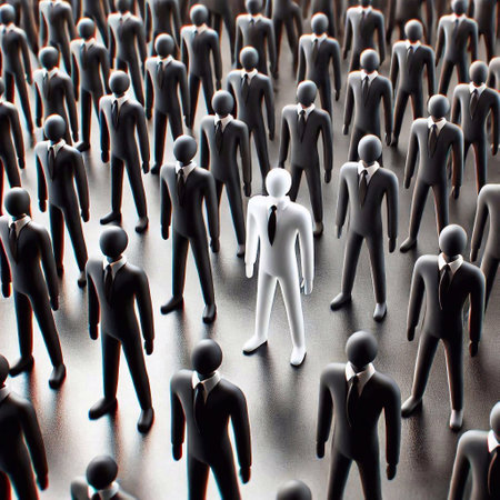 3d rendering of a group of business people standing in a rowの素材