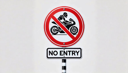 No motorbike sign on the white background with copy space for textの素材