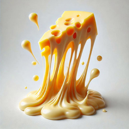 Pouring melted cheese on a white background. 3d rendering.の素材