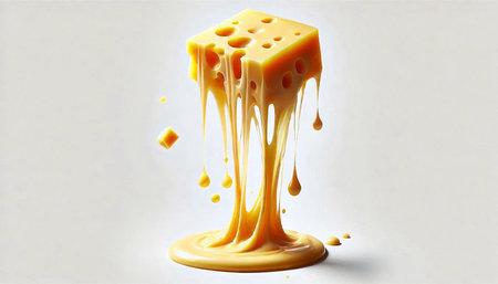 Pouring melted cheese on a white background. 3d illustration.の素材