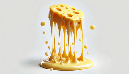Pouring melted cheese on a white background. 3d illustration.の素材