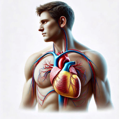 3d rendered medically accurate illustration of a man heart anatomy and circulatory systemの素材