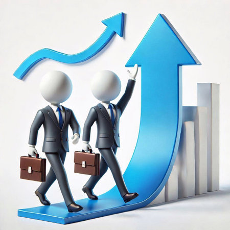 3d business people with growth graph. 3d rendered illustration.の素材