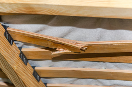 Close-up of a wooden shelf.の写真素材