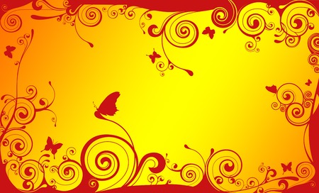 Decorative frame from a vegetative ornament with butterflyのイラスト素材