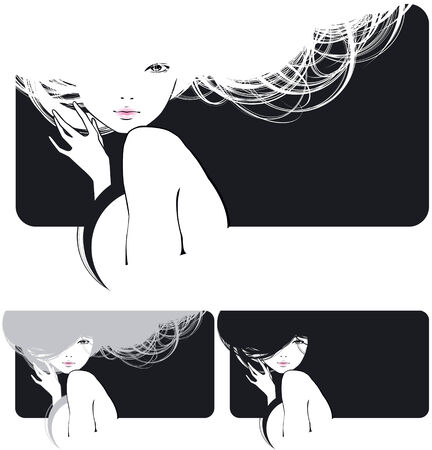 beautiful girl with a flowing hairのイラスト素材