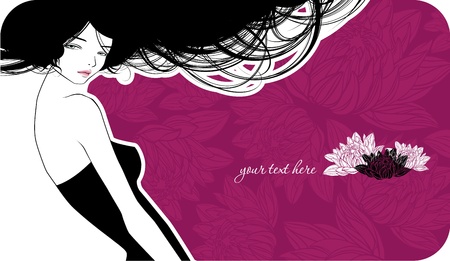 Violet wedding card with beautiful girlのイラスト素材