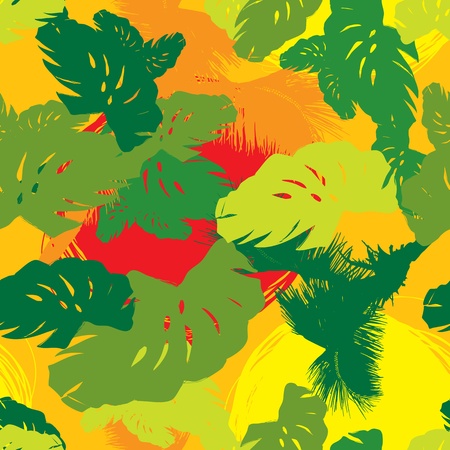pattern from the leaves of tropical trees and palmsのイラスト素材