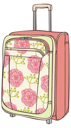 suitcase for traveling with a flower patternのイラスト素材