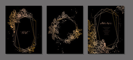 Set of Elegant Gold card, wedding Invitationのイラスト素材