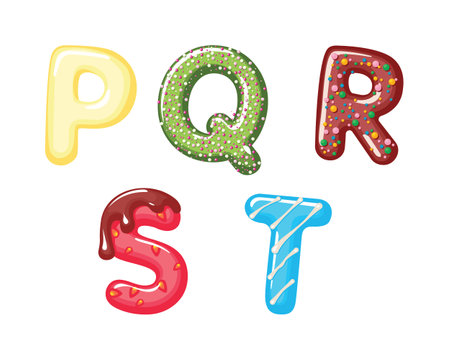 Cake cartoon font. Cute sweet letters and numbers for birthday card, baby shower, Valentines day, sweets shop, girls magazine, collages. Paper cut out. Vector illustrationのイラスト素材