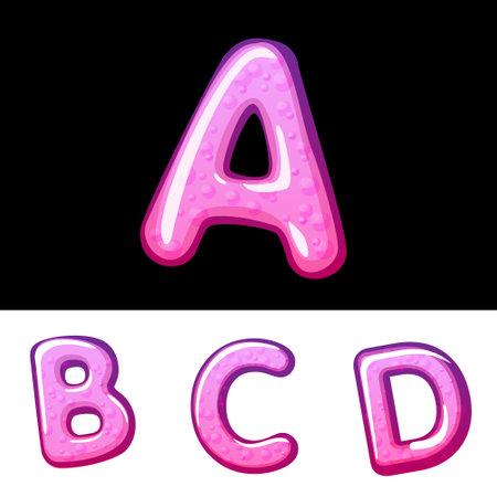 Sweet font. Pink letters. Lollipops lettring. ABC of caramel. Candy alphabet.のイラスト素材