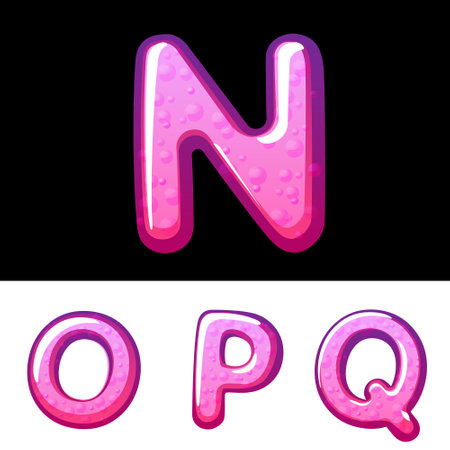 Candy cartoon font. Vector illustration letters set on the dark backgroundのイラスト素材