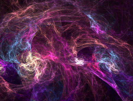 The abstract, fractal recursive color structure created by the program on a black background. The recursive image for creative graphic design.の写真素材