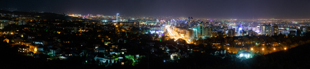 Almaty, Kazakhstan - August 27, 2016: Panorama of night Almatyのeditorial素材