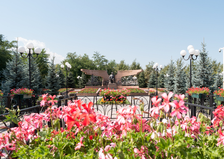 Almaty, Kazakhstan - August 28, 2016: Monument to the first President of the Republic of Kazakhstan - Nursultan Nazarbayev.のeditorial素材