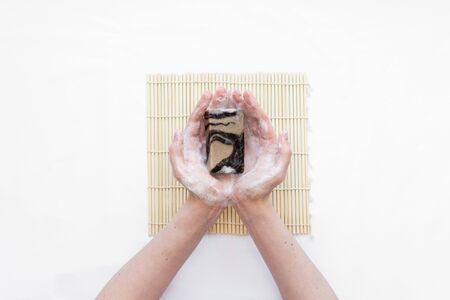 Washing hands with soap. Wash hands.の写真素材