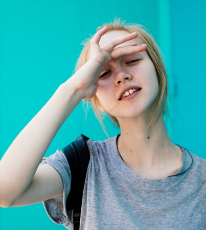 Girl portrait. Beauty Woman Portrait of Teen Girl. Beautiful Cheerful Enjoying With Long Hair. Clean Skin. Teenage girl.の写真素材