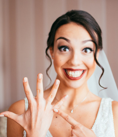 Portrait of pretty laughing bride.の写真素材