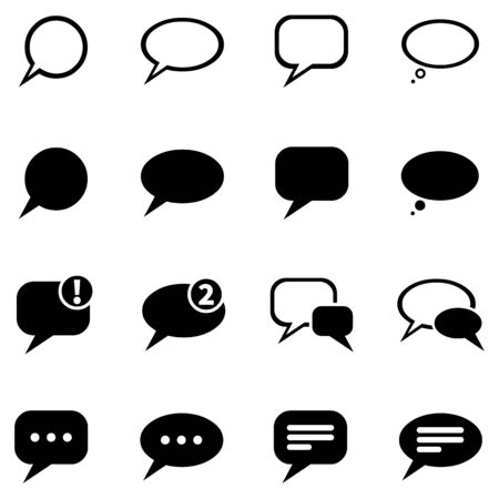 Vector Set of 16 Black Bubbles Iconsのイラスト素材